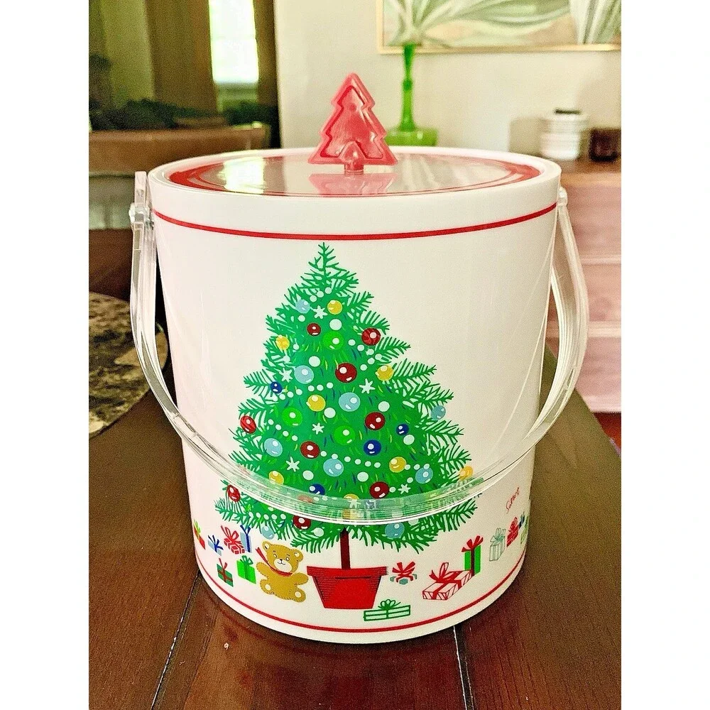Vintage Himark Saltera Christmas Tree Ice Bucket & Tumblers Set 15 pc 1986